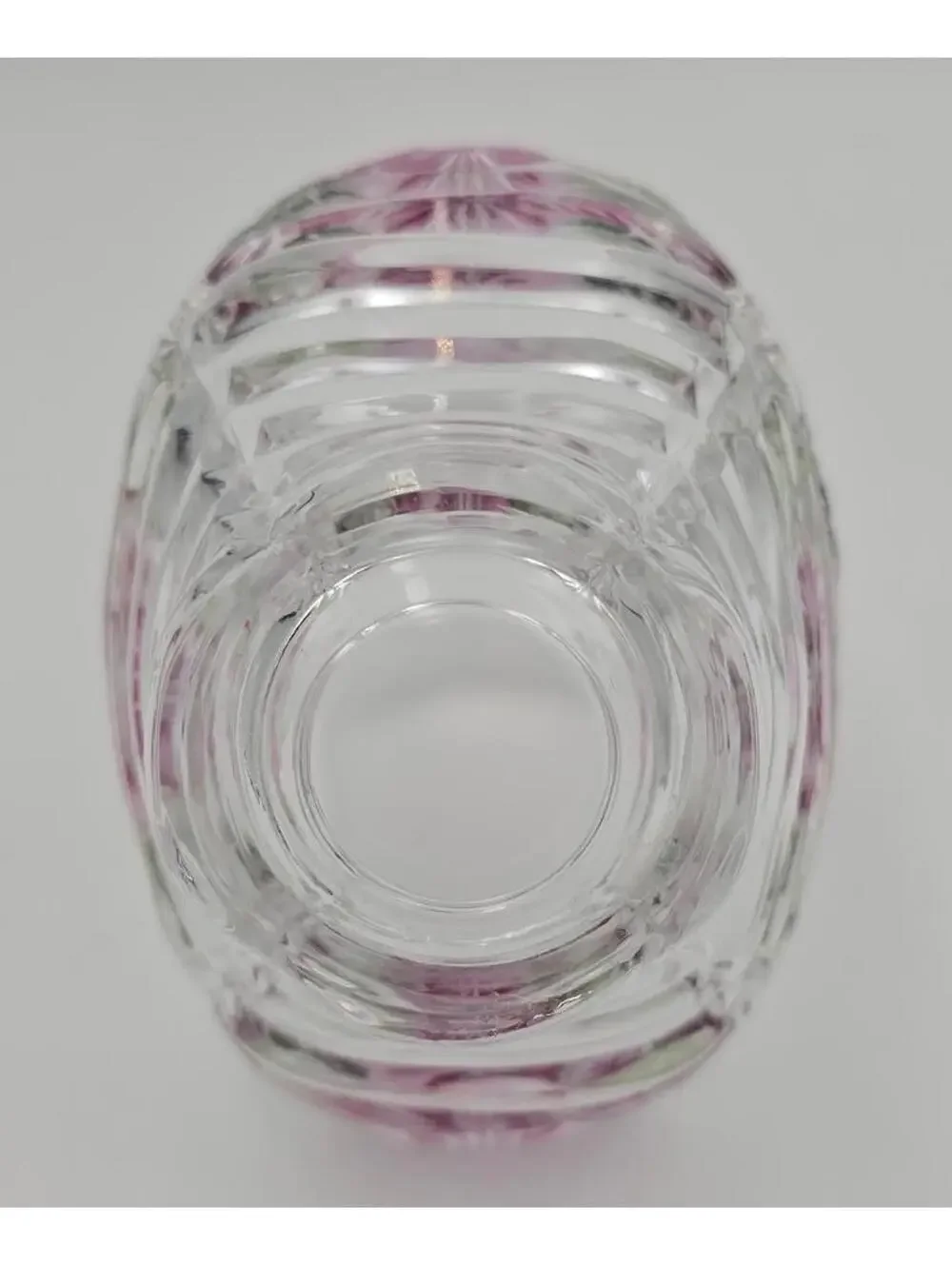 Vintage Handcrafted Anna Hutte Bleikristall Crystal Basket Pink Pressed Flowers